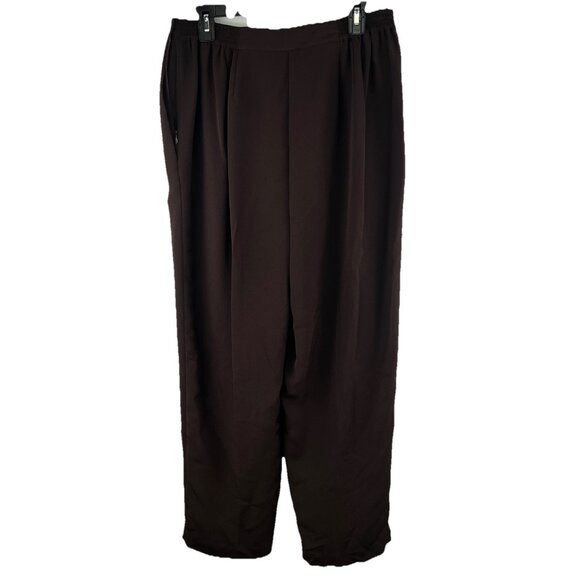 Liz Claiborne Sz 14 Brown Polyester Lined Slacks Pleated Classic Solid - Picture 5 of 9